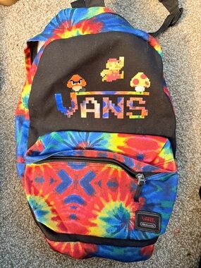 Vans Tie-Dye Pixel Mario Backpack - Red Blue Yellow Green